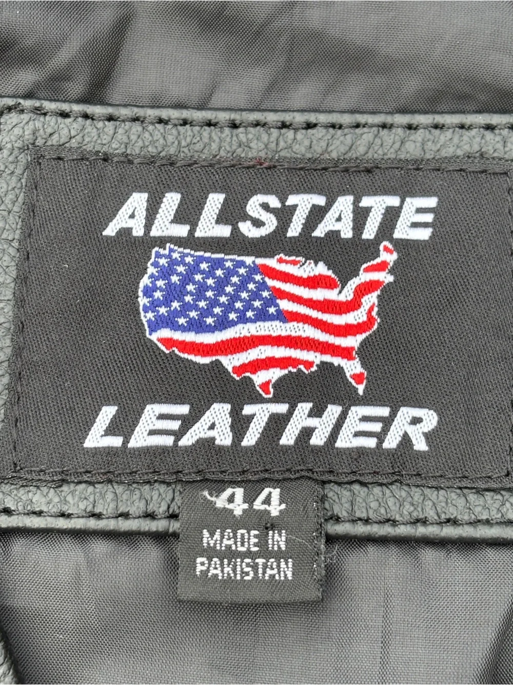ALLSTATE LEATHER Black Leather Denim Style Biker Motorcycle Vest Size 44